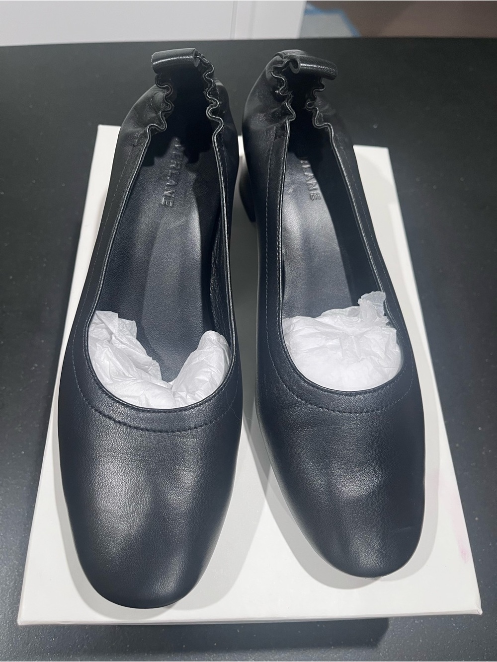 Black Size 9.5 Everlane Women's Elastic-Back Leather Ballet Pumps